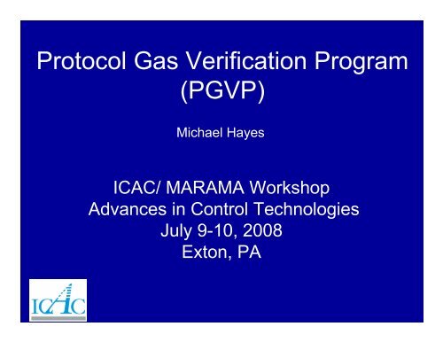 Importance of Protocol Gas Accuracy for Emissions ... - MARAMA