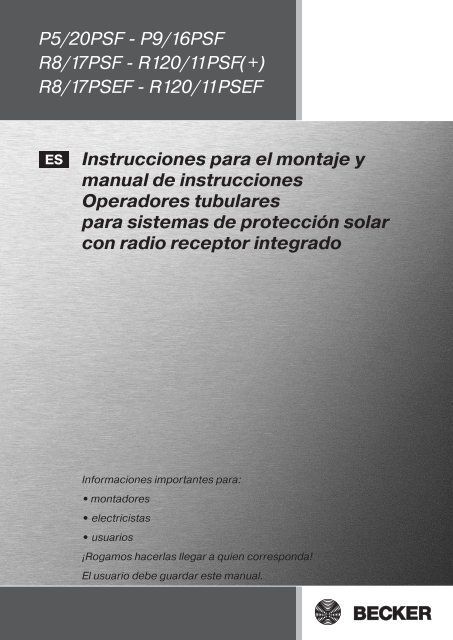 R8/17PSEF - R120/11PSEF Instrucciones para el montaje y manual ...