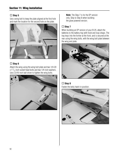 ASSEMBLY MANUAL B-25 Mitchell ARF - RC DEPOT