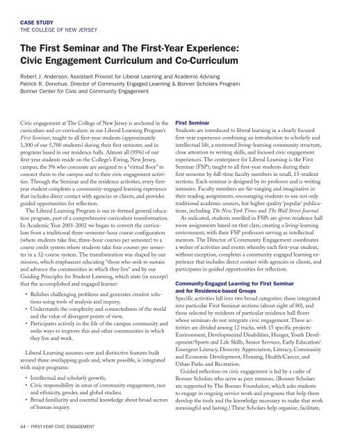 First-Year Civic Engagement: Sound Foundations for College ...