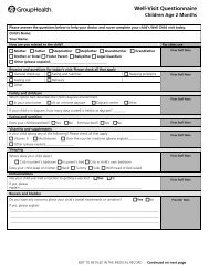 Well-Visit Questionnaire: Children Age 2 Months - Group Health ...