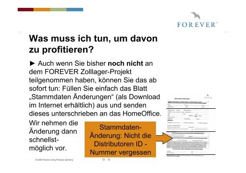 FOREVER Zolllager-Projekt - Forever-med.com
