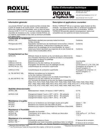 Fiche d'information technique - Roxul