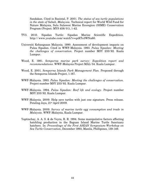 Marine Turtle status Report - Indian Ocean - South-East Asian ...