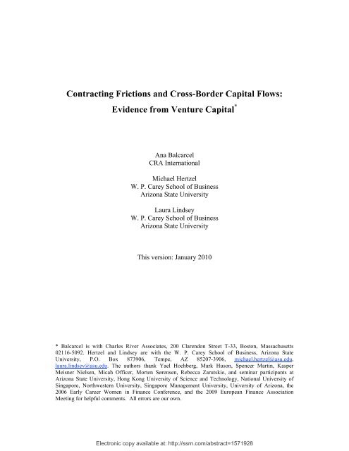 Contracting Frictions and Cross-Border Capital Flows - ResearchGate