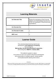 Learning Materials Learner Guide - INSETA