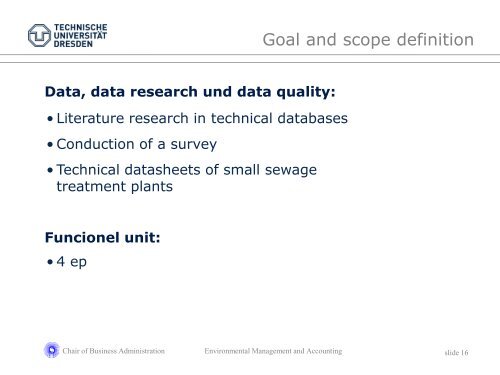 Life cycle assessment framework - DEMOWAS