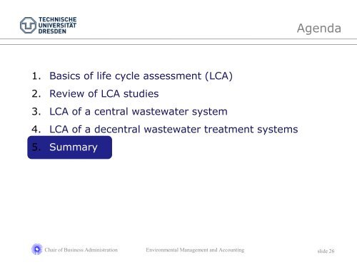 Life cycle assessment framework - DEMOWAS