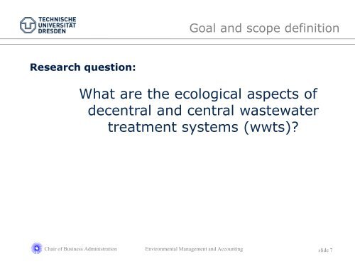 Life cycle assessment framework - DEMOWAS