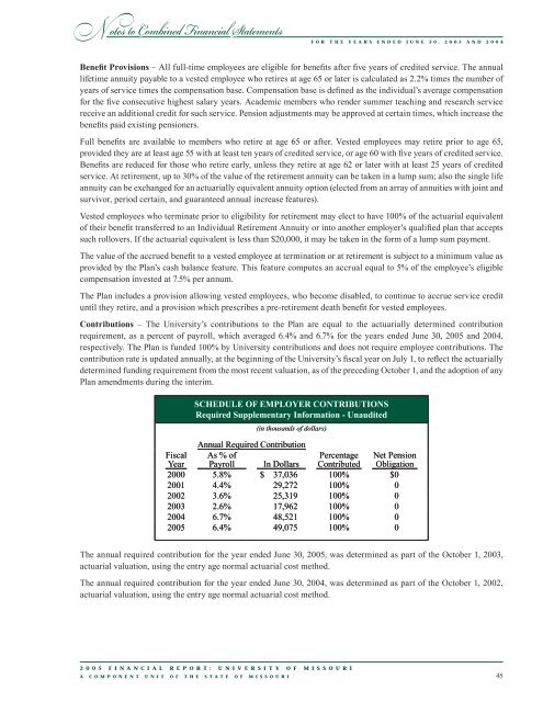 FY 2005 - University of Missouri System