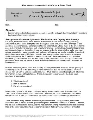 Economic Systems and Scarcity - Lake Central High School