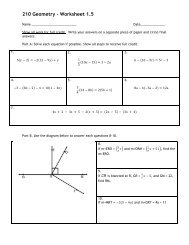 210 Geometry - Worksheet 1.5 - Fc.duxbury.k12.ma.us