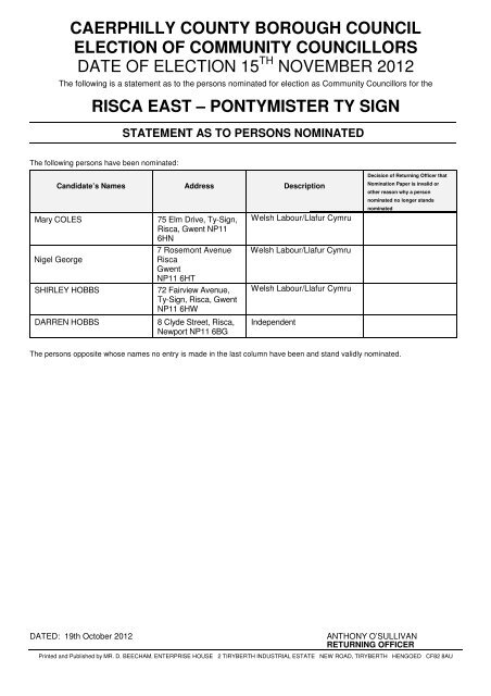 caerphilly county borough council election of community councillors ...