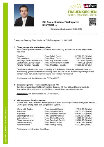 Gemeinderatssitzung am 03.07.2012 - ÃVP Frauenkirchen