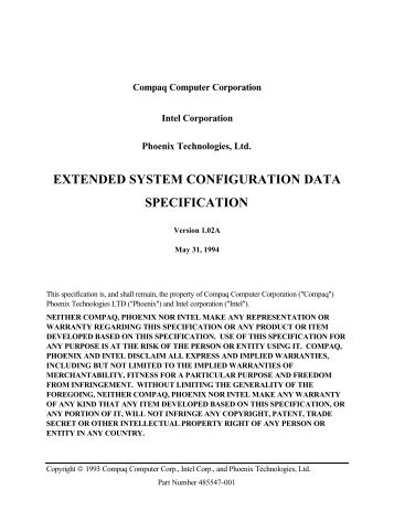 EXTENDED SYSTEM CONFIGURATION DATA SPECIFICATION