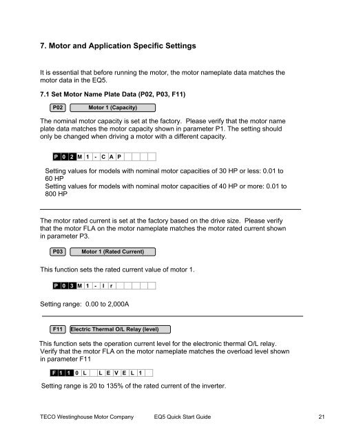 EQ5 Quick Startup Guide Constant Torque - TECO-Westinghouse ...