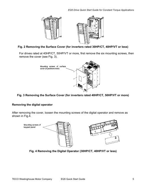 EQ5 Quick Startup Guide Constant Torque - TECO-Westinghouse ...