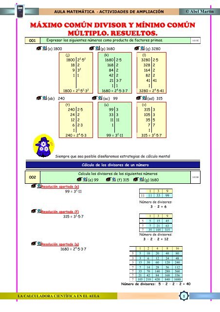 máximo común divisor y mínimo común múltiplo ... - Aula matemática