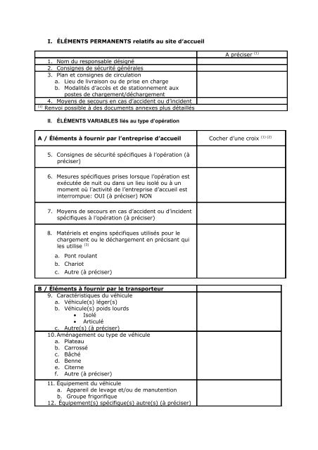 OpÃ©ration de chargement et dÃ©chargement, protocole de sÃ©curitÃ©