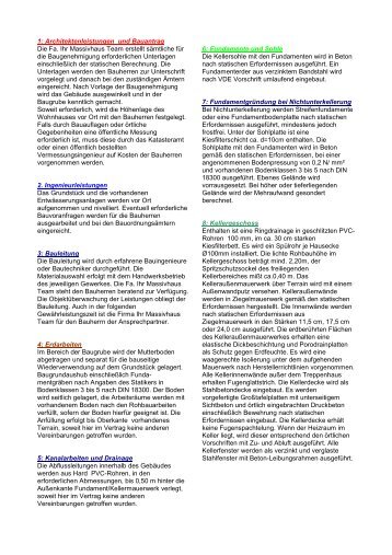 1: Architektenleistungen und Bauantrag Die Fa. Ihr Massivhaus ...