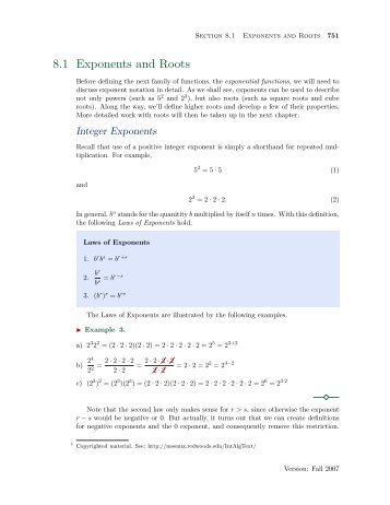 Section 1: Exponents and Roots