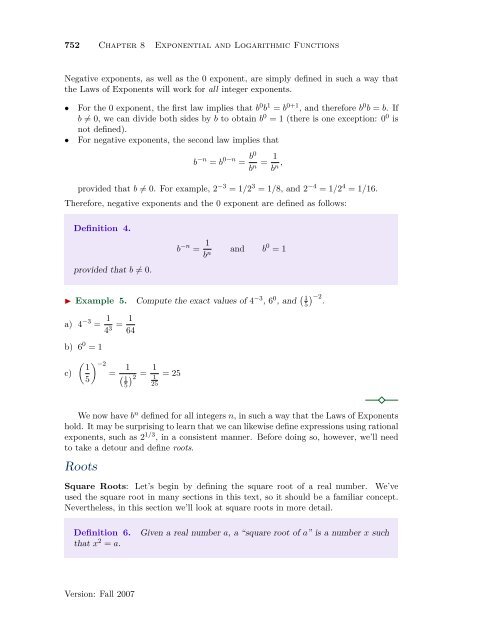 Section 1: Exponents and Roots