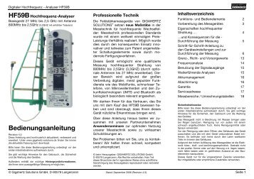 Bedienungsanleitung - Gigahertz Solutions