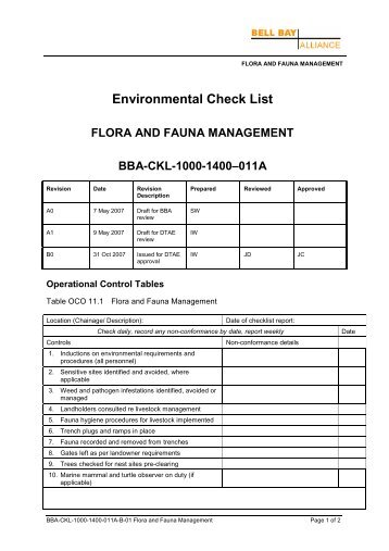 BBA-CKL-1000-1400-011A-B-01 Flora and Fauna Management