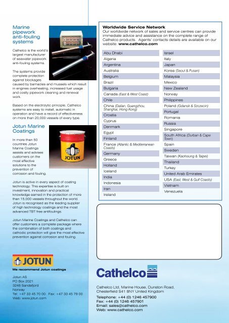 Cathelco ICCP - Marine Plant Systems