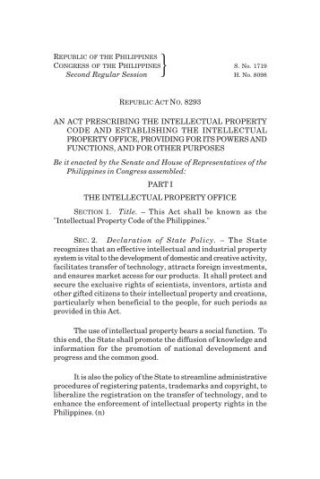 RA 8293 - Intellectual Property Code of the Philippines