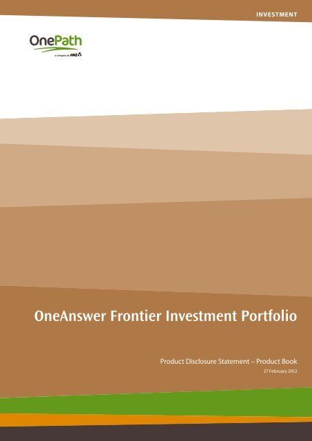 One Path One Answer Insurance OneAnswer Frontier Investment Portfolio - OnePath