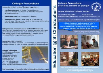 Colloque Francophone - St Christopher's Hospice