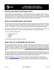 Word Skills Test (WST) Midwest - AT&T
