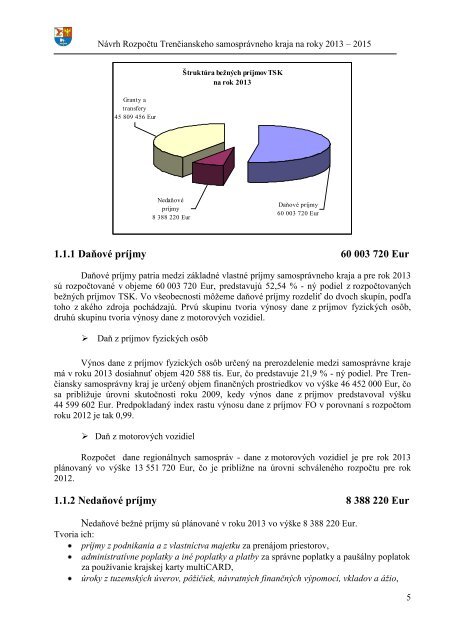 NÃ¡vrh RozpoÄtu TrenÄianskeho samosprÃ¡vneho kraja na roky 2013 ...