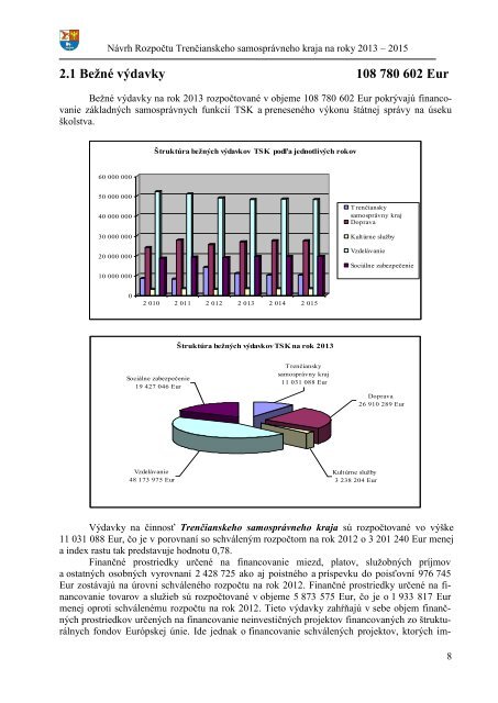 NÃ¡vrh RozpoÄtu TrenÄianskeho samosprÃ¡vneho kraja na roky 2013 ...