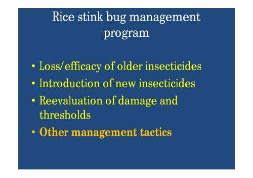 Stink Bug Thresholds in First and Second Crop and Efficacy of ...