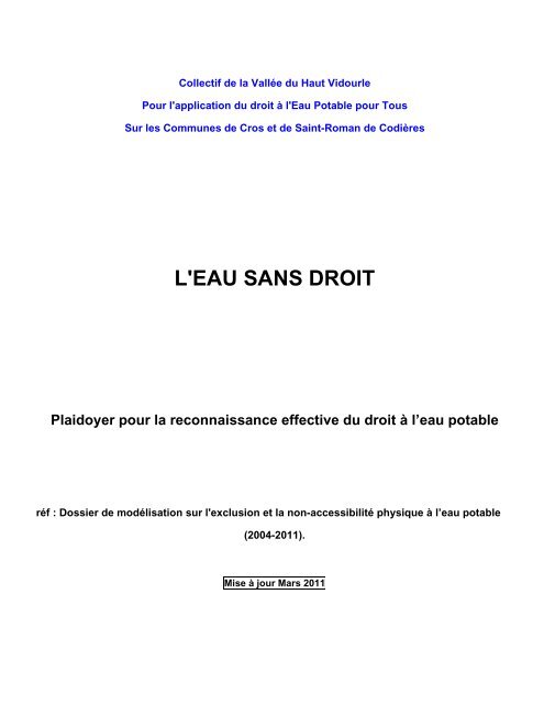 l'eau sans droit - cros commune ressources et patrimoine cevennes ...