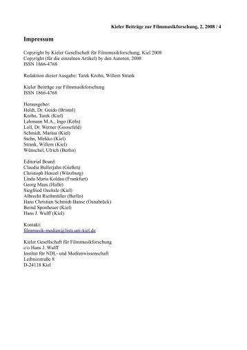 Impressum - Kieler Gesellschaft für Filmmusikforschung