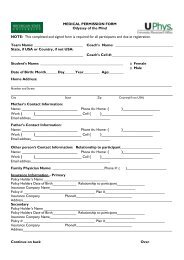 Medical Release Form - Odyssey of the Mind