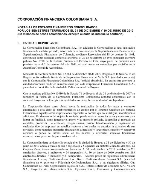 dictamen del revisor fiscal sobre los estados ... - Corficolombiana