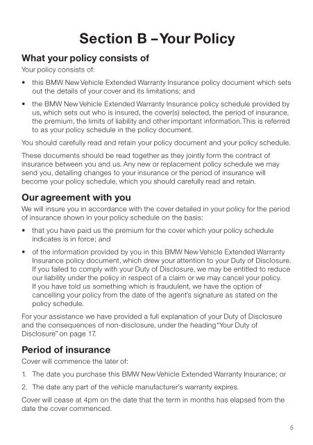 BMW New Vehicle Extended Warranty Insurance
