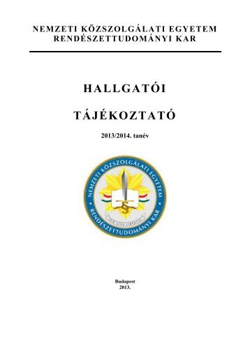 HallgatÃ³i tÃ¡jÃ©koztatÃ³ a 2013/2014-es tanÃ©vre - RendÃ©szettudomÃ¡nyi ...