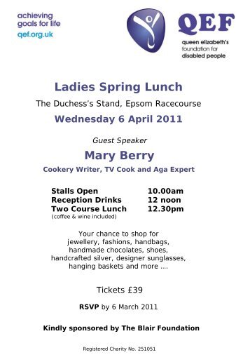Spring Lunch Invitation 2011 - QEF