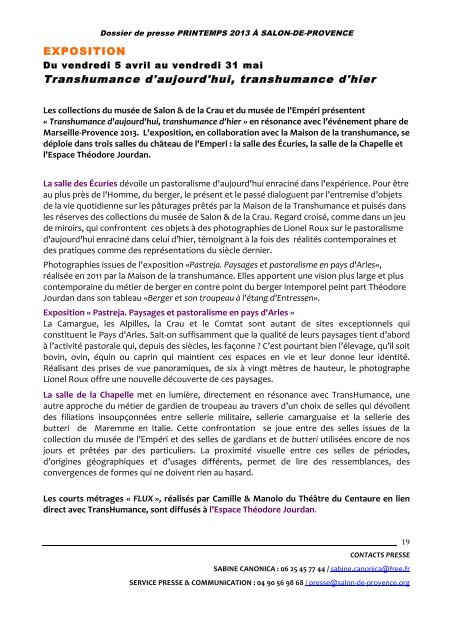 DOSSIER DE PRESSE - Office de tourisme Salon de Provence