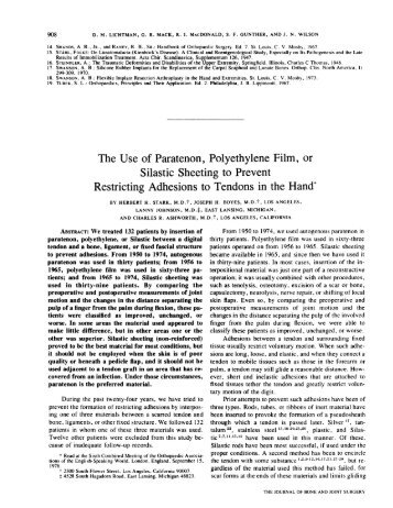 The Use of Paratenon, Polyethylene Film, or Silastic Sheeting to ...