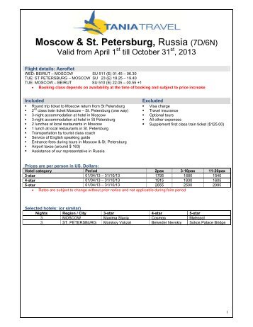 Moscow & St. Petersburg, Russia (7D/6N) - Tania Travel
