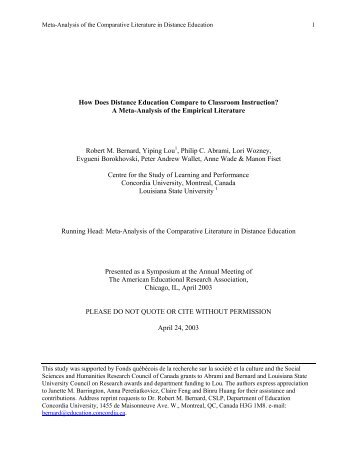 How Does Distance Education Compare to Classroom Instruction ...