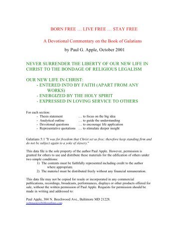 BORN FREE - Free sermon outlines, Bible study and