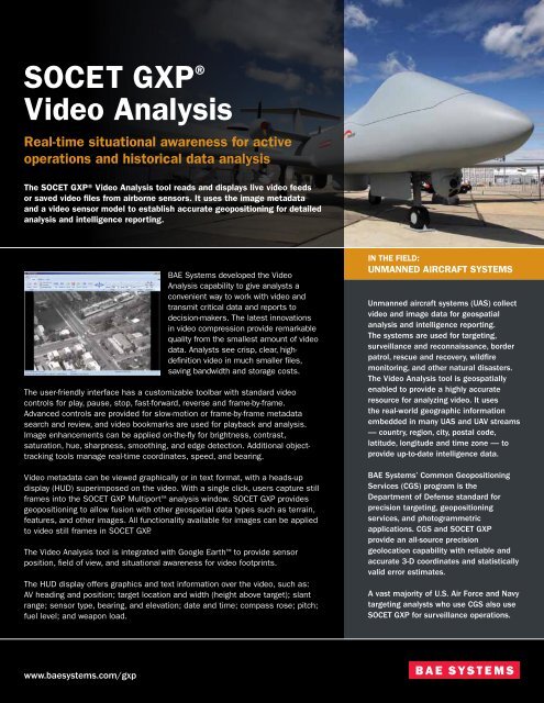 SOCET GXPÂ® Video Analysis - BAE Systems GXP Geospatial ...