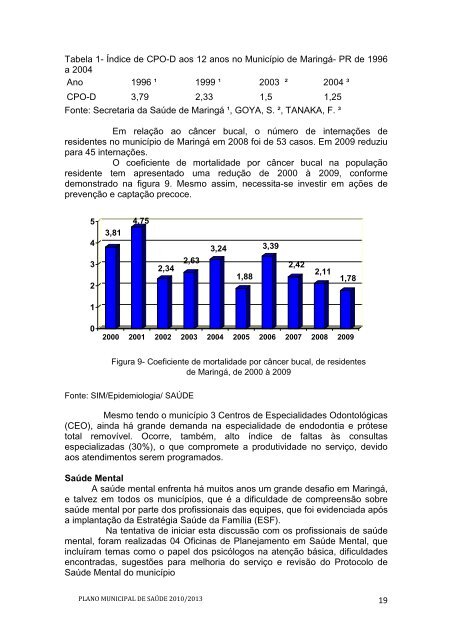 PLANO MUNICIPAL DE SAÃDE 2010 2013 - MaringÃ¡